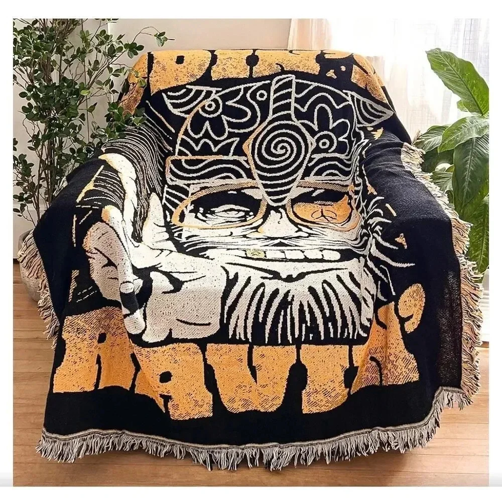 Norse Tradesman Viking medieval Nordic Throw Great Odin's Ravin' Woven Blanket